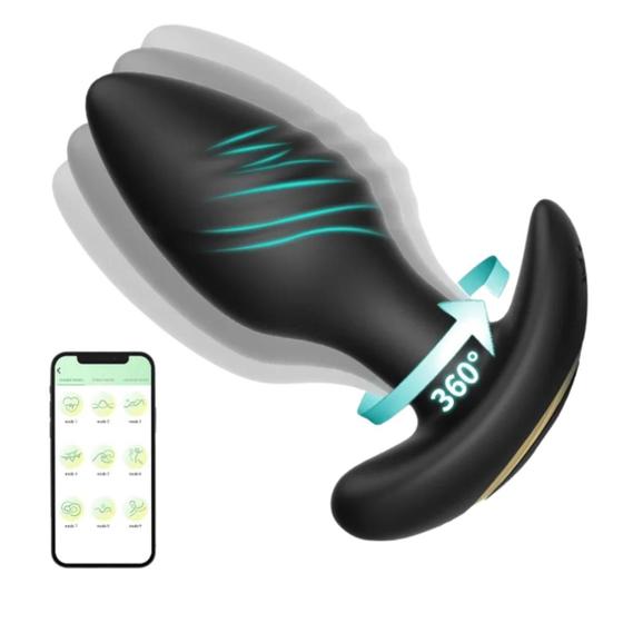 Imagem de Plug Anal Próstata Vibratório com Rotação 360 App Celular 