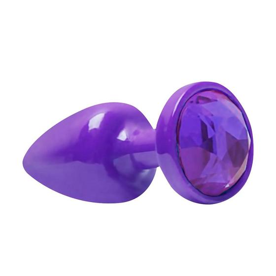 Imagem de Plug Anal Roxo Com Pedra Tamanho P Diversão Ao Cubo