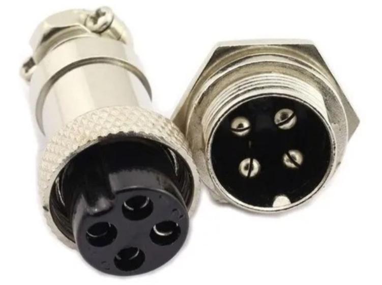 Imagem de Plug Conector Metálico Mike Gx16 Para Painel 4 Pinos Cnc