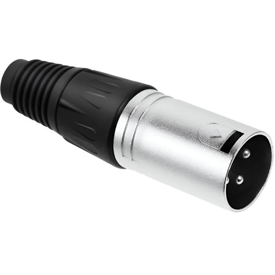 Imagem de Plug Conector XLR Cannon Linha Macho Niquelado 3 Terminais 