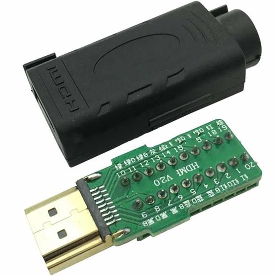 Imagem de Plug Jack Hdmi Fast Click Gold 19 Pinos 1.6Mm Banhado A Ouro