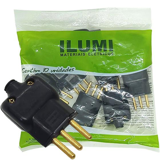 Imagem de Plug Macho com Prensa Cabo 3 pinos de 20a para Extensão Tomada Kit 10 unidades