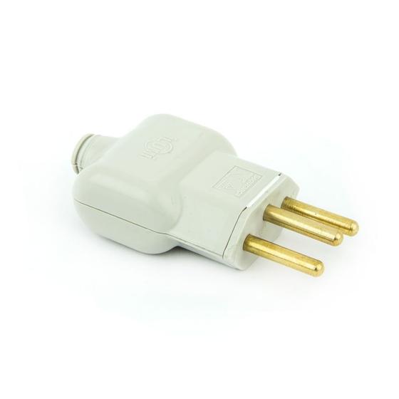 Imagem de Plug Macho Tomada Elétrica Reto Tripolar 10A - Branco