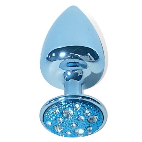 Imagem de Plug Metálico Cravejado em Strass Azul M - Hard