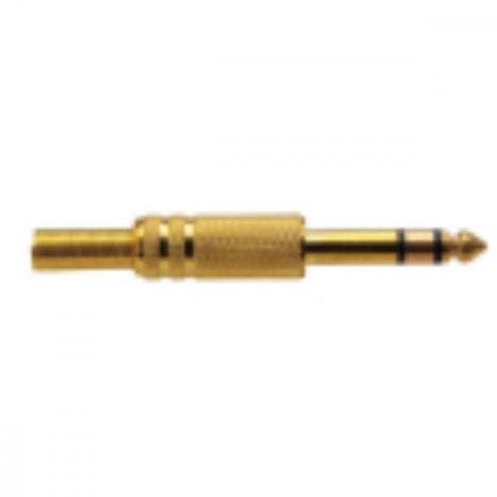 Imagem de Plug P-10 Stereo 6,35Mm Dourado Com Mola 603 - Kit C/10