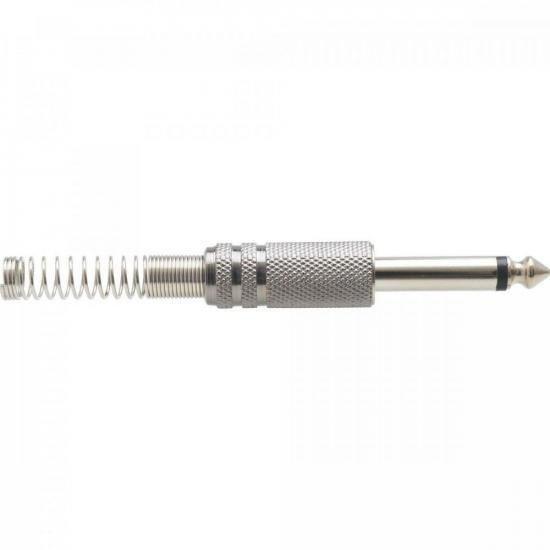 Imagem de Plug P10 Mono Metal Niquelado Com Mola - Kit Com 50