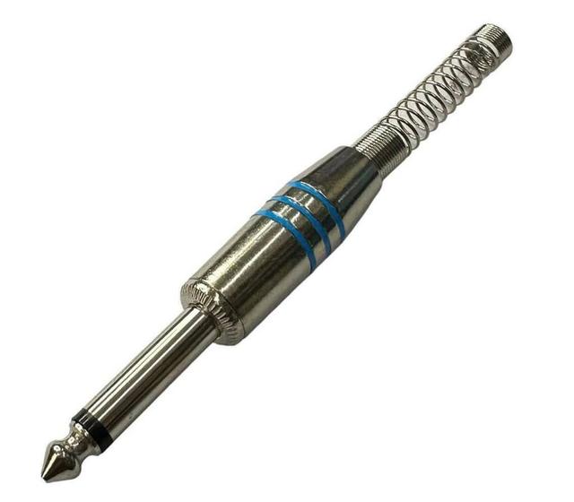 Imagem de Plug p10 mono - prata e azul - com mola