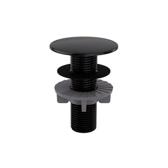 Imagem de Plug Tapa Furo Preto Acabamento Redondo Torneira Balcão Parede Bidê Blukit 50mm