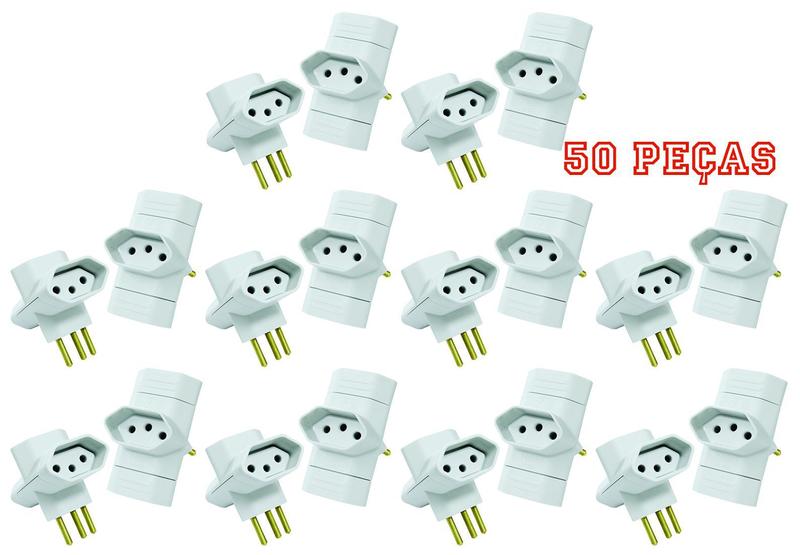 Imagem de Plugue 3 Saídas Branco 2 P+T 10a Maciços Radial c/ 50