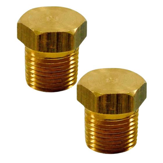 Imagem de Plugue Bujão Aço Rosca Macho 1/4 Npt  Kit Com 2 Unidades