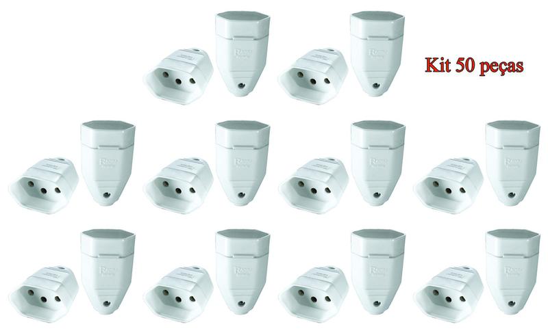 Imagem de Plugue Fêmea Branco 10a 3 Pólos Radial Kit com 50 pç