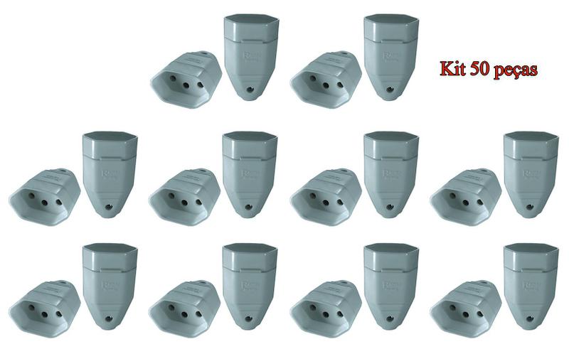 Imagem de Plugue Fêmea Cinza 20a 3 Pólos Radial Kit com 50 pç