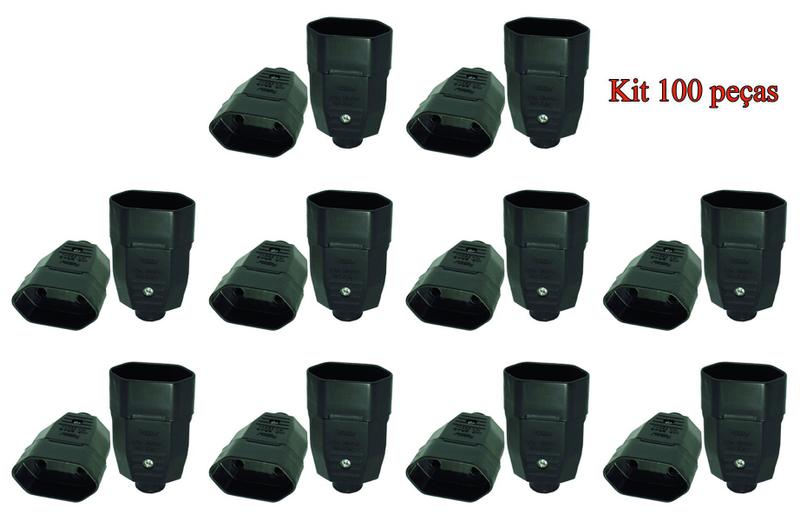 Imagem de Plugue Fêmea Preta 10a 2 Pólos Radial Kit com 100 pç