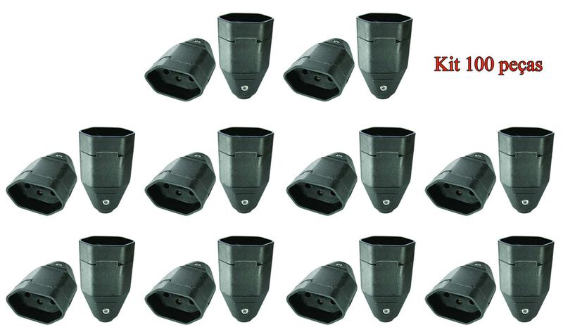 Imagem de Plugue Fêmea Preta 10a 3 Pólos Radial Kit com 100 pç