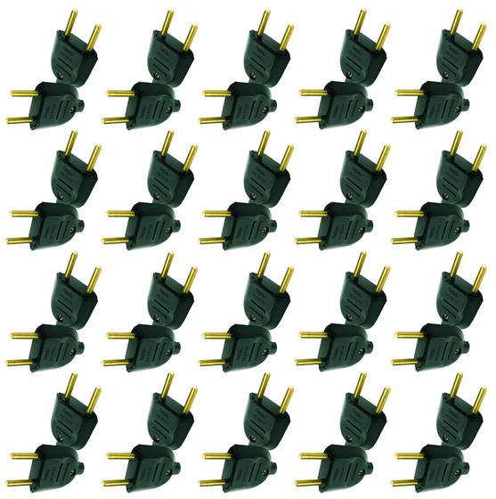 Plugue Macho Preto 2 Pinos Maciços Radial Kit com 20 Peças Menor preço em Plugue Macho Preto 2 Pinos Maciços Radial Kit com 20 Peças