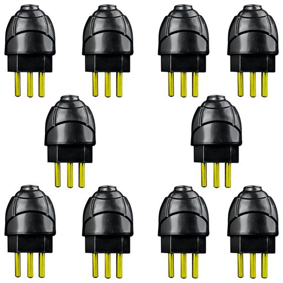 Imagem de Plugue Pino Macho Modelo 2p+t 20A Preto Nbr Com Inmetro
