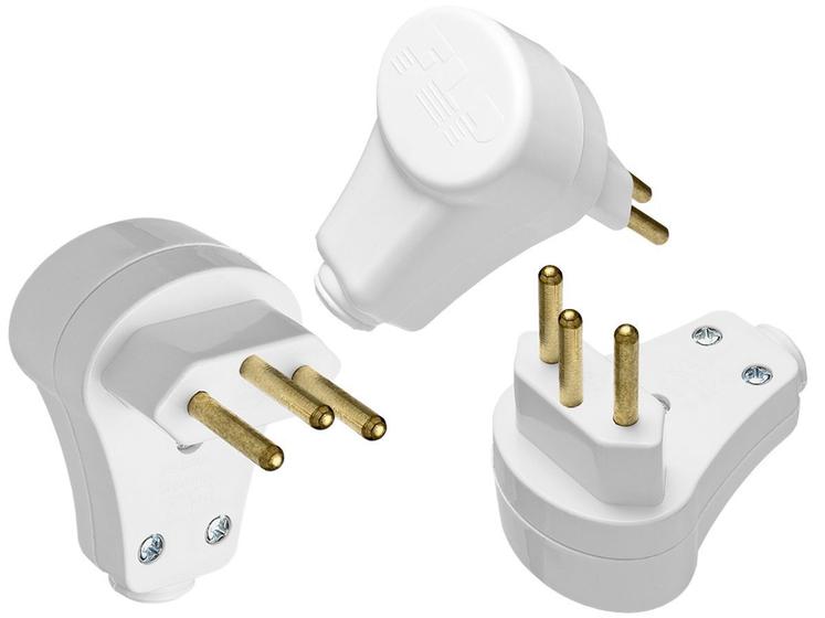 Plugue Pino Macho Prensa Cabo 90º 2p+t 10A 250v Nbr Branco Menor preço em Plugue Pino Macho Prensa Cabo 90º 2p+t 10A 250v Nbr Branco