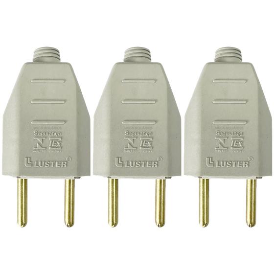Imagem de Plugue tomada 2P 2 pinos 10a 180º macho manutenção filtro kit com 3