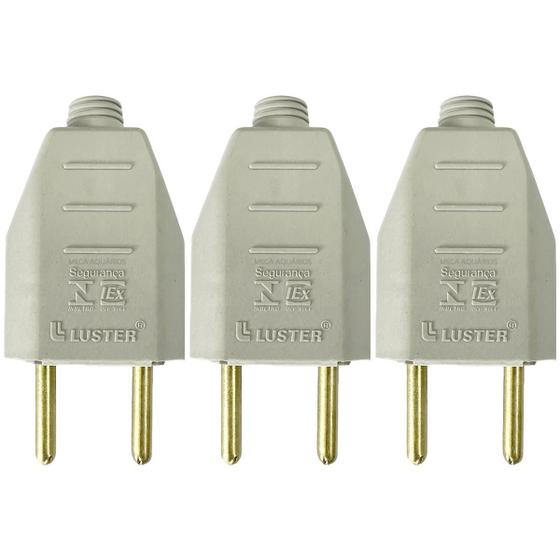 Imagem de Plugue Tomada 2P 2 Pinos 10A 180º Macho Manutenção Kit Com 3