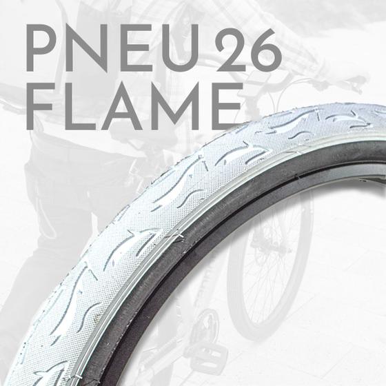 Imagem de Pneu 26 Flame 26x2.50 VRB28 22 TPI Branco Urbano Bicicleta Bike Colorido Vee Rubber Viking freeride wheelie wheeling stunt