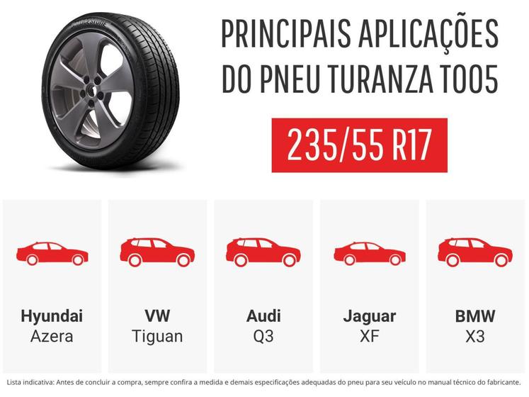 Imagem de Pneu Aro 17” Bridgestone 235/55R17 99V - Turanza T005