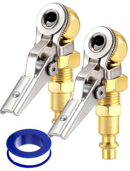 Imagem de Pneu Chuck LUMITECO, pacote com 2 unidades NPT de 1/4" com clipe para inflador de pneus