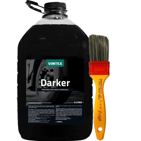 Imagem de Pneu Pretinho Darker 5L Preteador de Pneu Revitalizador Pincel Grande Trincha