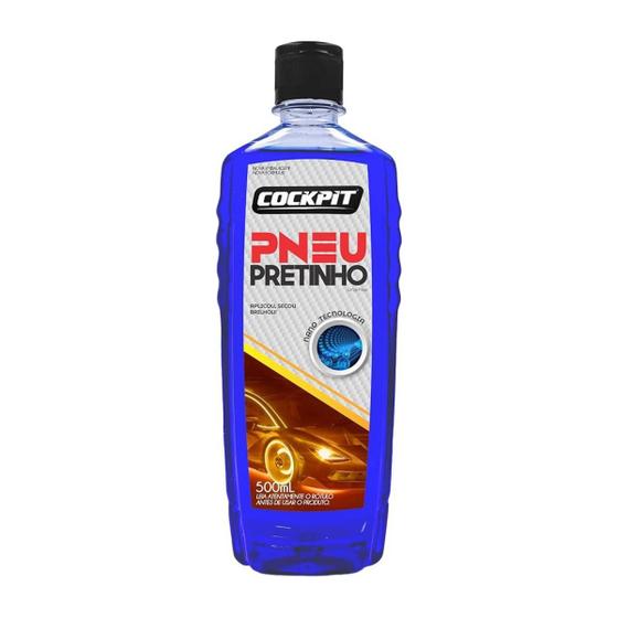 Imagem de Pneu Pretinho Líquido Super Brilho para Carros, Motos e Caminhões 500ml Cockpit