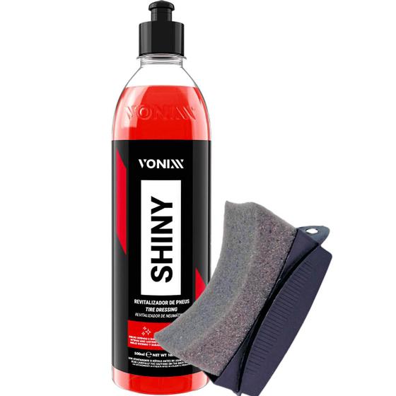 Imagem de Pneu Pretinho Shiny Vonixx 500ml Aplicador de Pretinho Detailer Carro Moto Caminhão