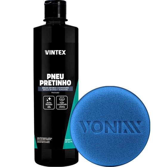 Imagem de Pneu pretinho vintexx 500 ml + aplicador de espuma vonixx 