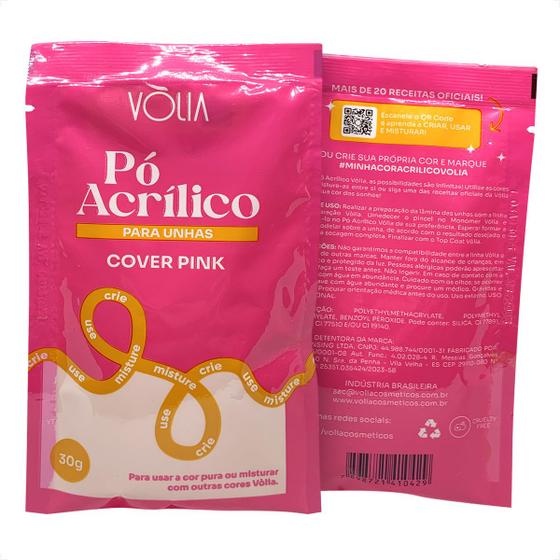 Imagem de Pó acrílico para Unhas Volia Cover Pink Sachê 30g