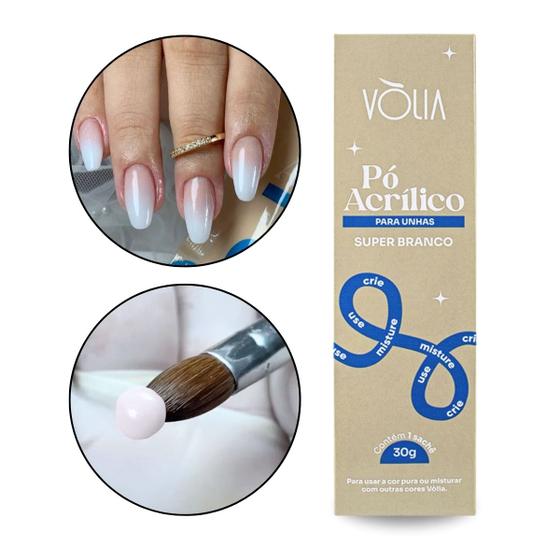 Imagem de Pó Acrílico Super Branco Clássico Alongamento Unhas Decoração Nail Art 30g Vòlia