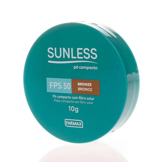 Imagem de Pó Compacto Com Filtro Solar FPS 50 Bronze Com Efeito Matte 10g Sunless Farmax