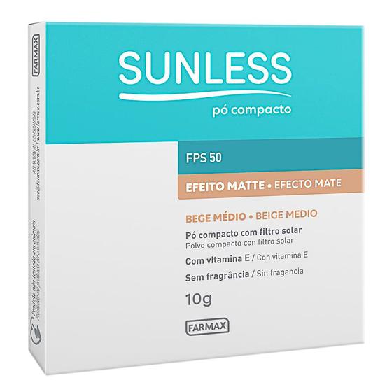 Pó Compacto Sunless Efeito Matte FPS 50 Bege Médio 10g Menor preço em Pó Compacto Sunless Efeito Matte FPS 50 Bege Médio 10g