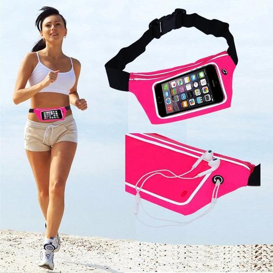 Imagem de Pochete cinto porta celular fitness Corrida até 5.5 Pol Impermeável ROSA CBRN02054