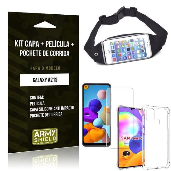 Imagem de Pochete Galaxy A21S+Capa Anti Shock+Película Vidro Blindada