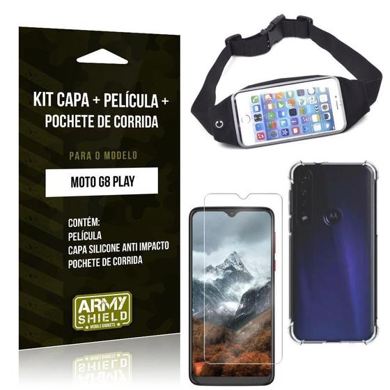 Imagem de Pochete Moto G8 Play Pochete+Capa Anti Shock+Película Vidro