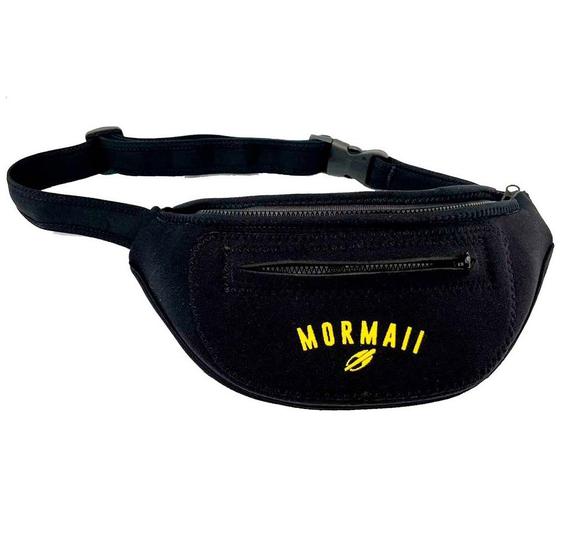 Imagem de Pochete Neoprene Mormaii 2 Zipers Preta Logo Amarelo