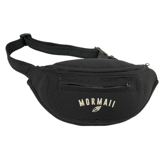 Imagem de Pochete Neoprene Mormaii 2 Zipers Preta Logo Branco