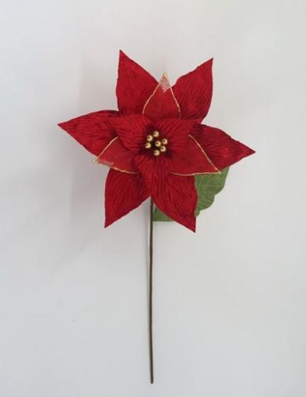 Imagem de Poinsetia Vermelha com Dourado 50cm - Tok de Casa