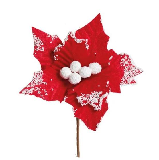 Poinsetia vrm/bco (flores cabo curto) c/1 un - Cromus Imagem de Poinsetia vrm/bco (flores cabo curto) c/1 un