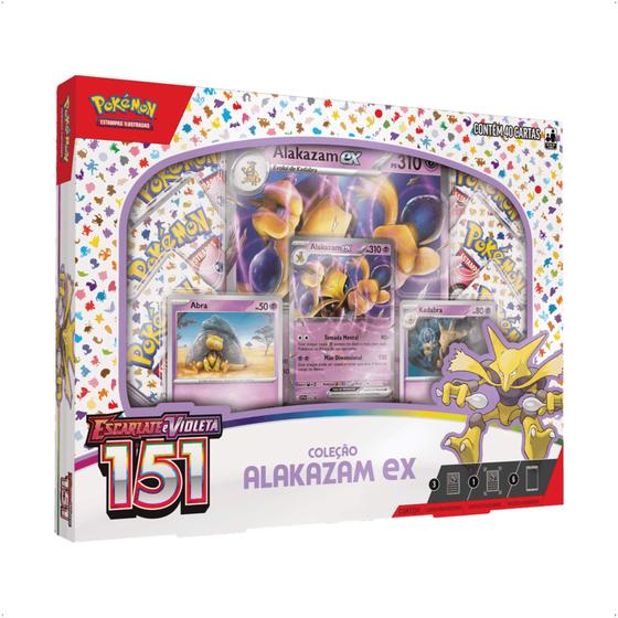 Imagem de Pokemon 151 - Box Alakazam EX Com 6 pacotes com 6 cartas cada + 3 Cartas Promocionais Copag 33293