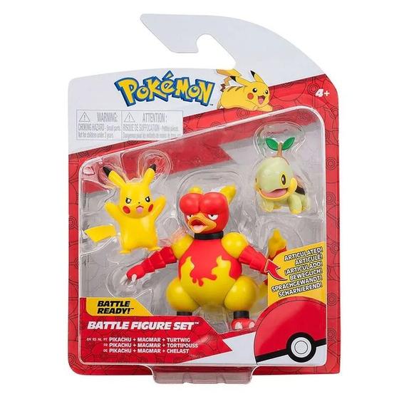 Imagem de Pokémon 3 Figuras Pikachu Magmar e Turtwing Sunny 2603