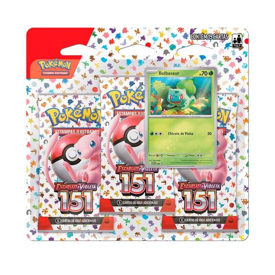 Imagem de Pokémon Blister Triplo Escarlate e Violeta 151 Bulbasaur com 19 Cartas 33290 33291 - Copag