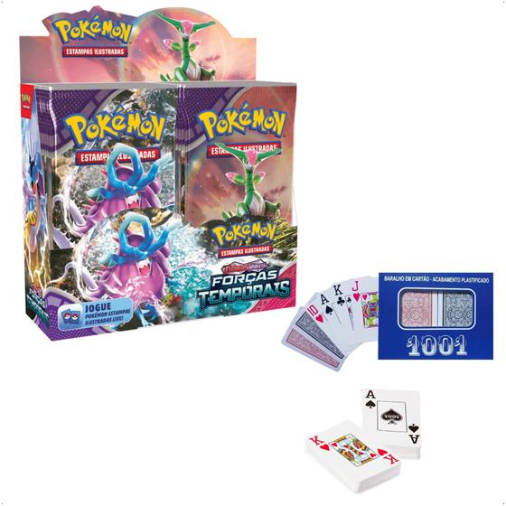 Imagem de Pokemon Booster Box (Caixa Com 36 pacotes) EV5 Forças Temporais Estampas Ilustradas Copag - 33968 + Baralho 1001