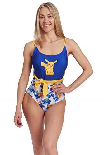 Imagem de Pokemon Bulbasaur Charmander Pikachu Squirtle Womens One-Piece Swimsuit Blue Medium