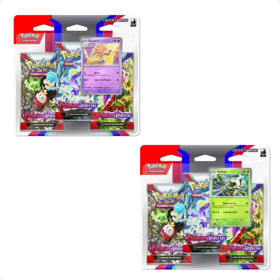 Imagem de Pokemon EV1 - 2 Blisters Triplo Escarlate e Violeta Carta Promocional FSC 32564 Copag