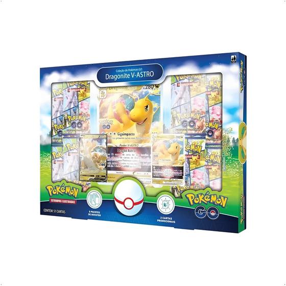 Imagem de Pokemon Go Estampas Ilustradas TCG Box Dragonite Com 8 Pacotes de Cartas V-Astro Copag - 31337