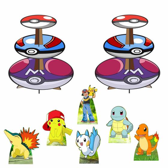 Imagem de Pokémon Kit Com 2 Baleiros + 6 Totens De Mesa