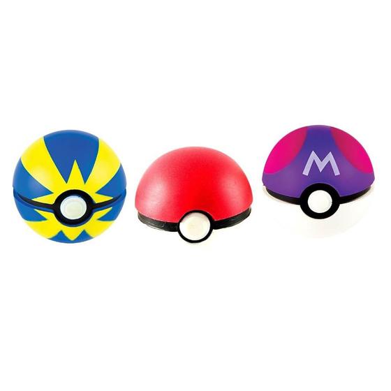 Imagem de Pokemon - Pokebola - Pack com 3 - Master Ball + Poke Ball + Quick Ball - Tomy
